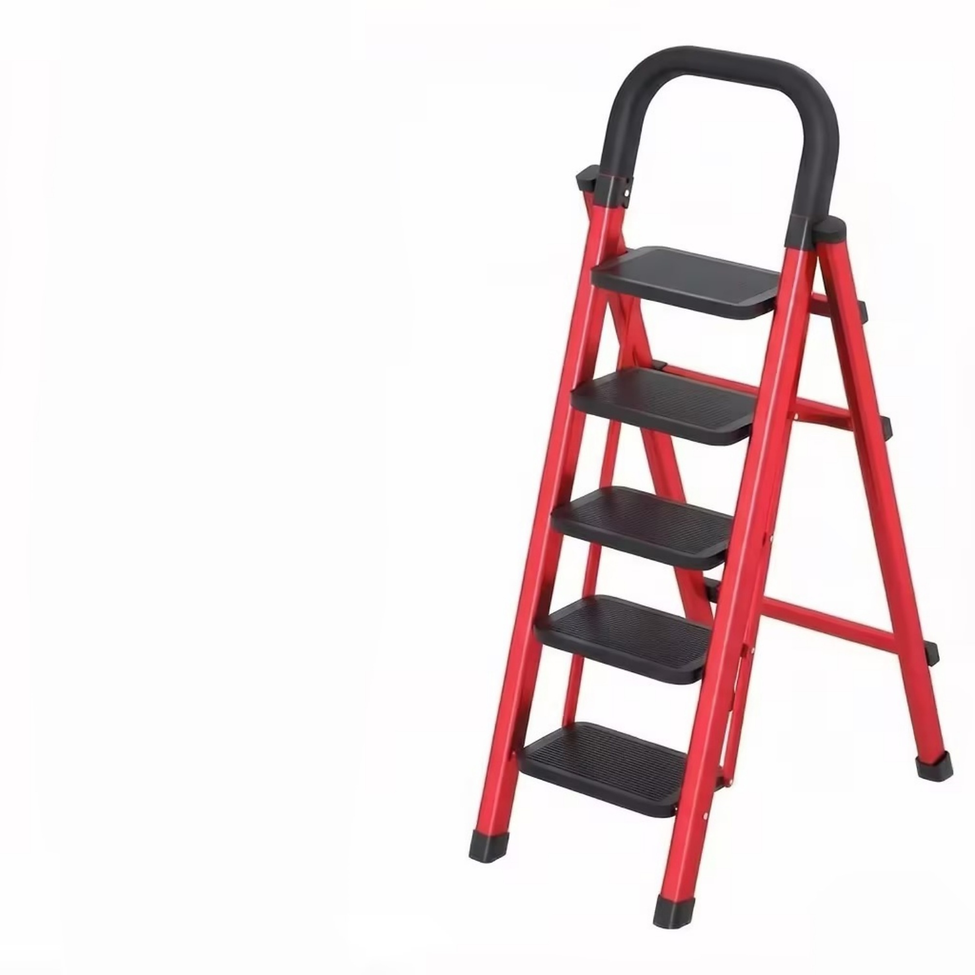 5-Step Foldable Ladders with Safety Lock Design in Red